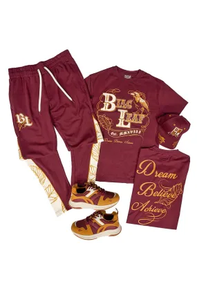 Blac Leaf Dream Believe Achieve Shirt, P.O.T Flair Fleece Jogger, and Dad Hat Outfit Combo (Sneakers not included)
