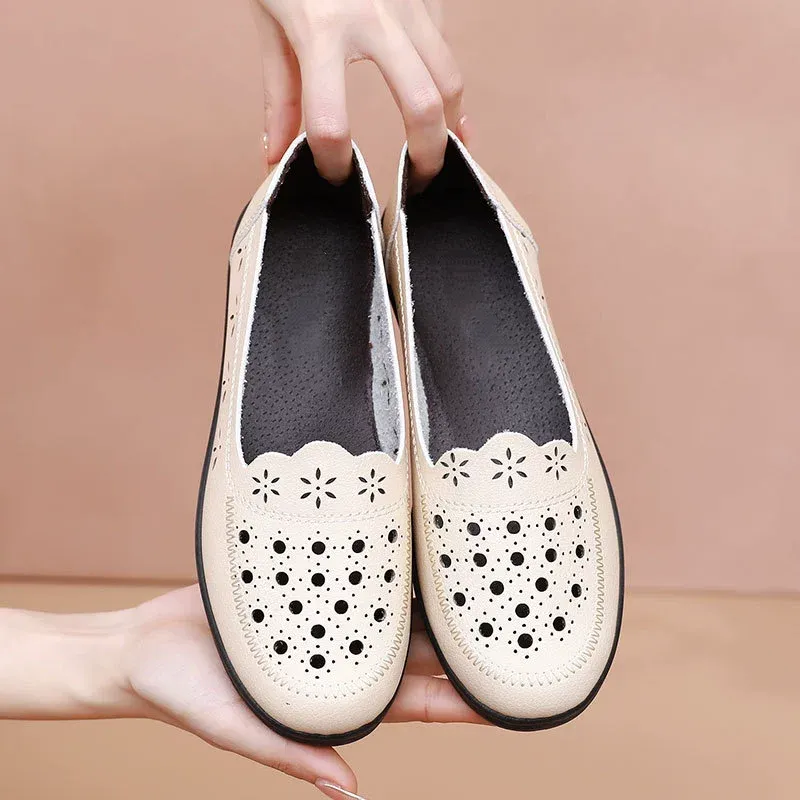 Breathable Hollow Leather Shoes