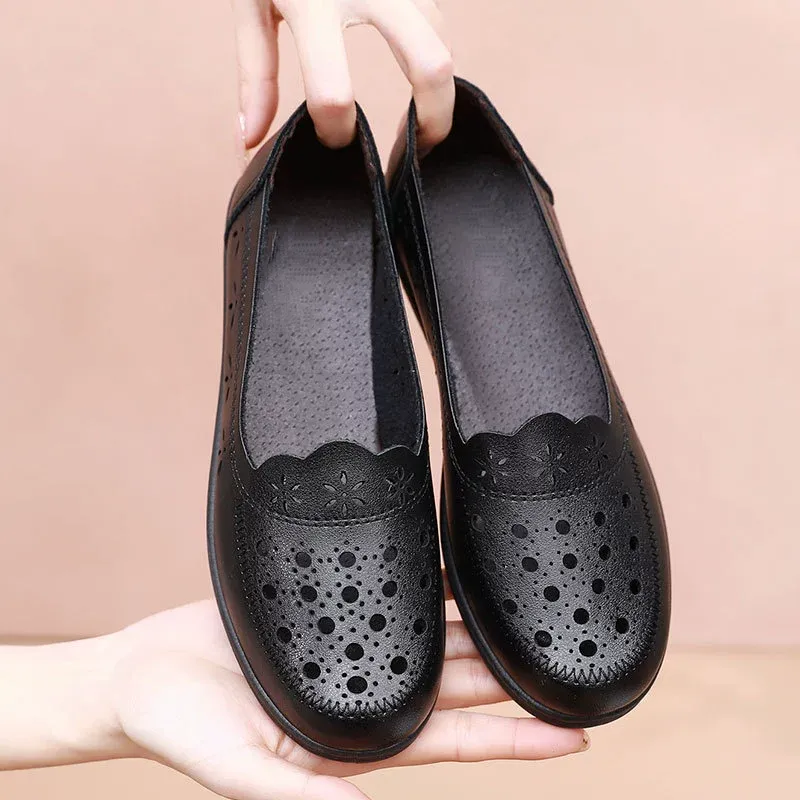Breathable Hollow Leather Shoes