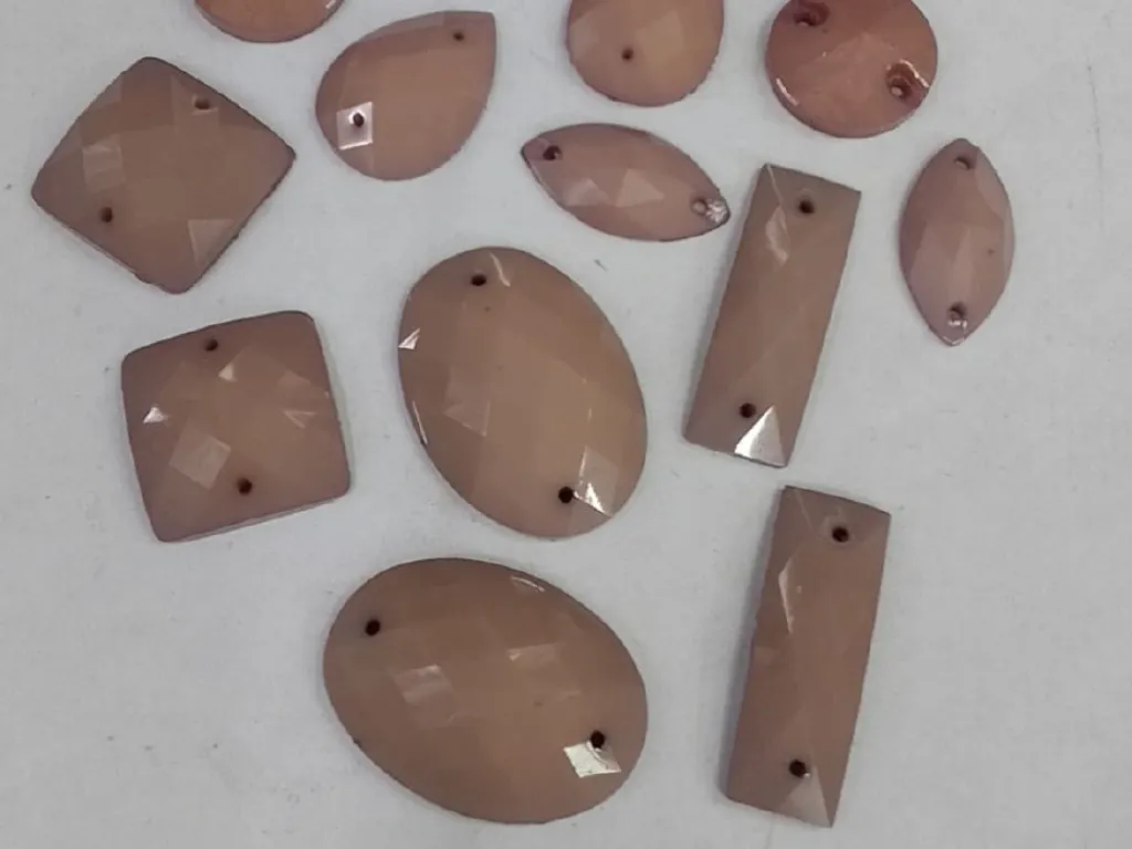 Dull Purple Faceted Mix Shape 2 Hole Plastic Stones