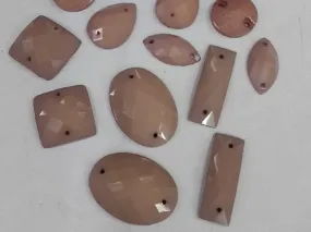 Dull Purple Faceted Mix Shape 2 Hole Plastic Stones