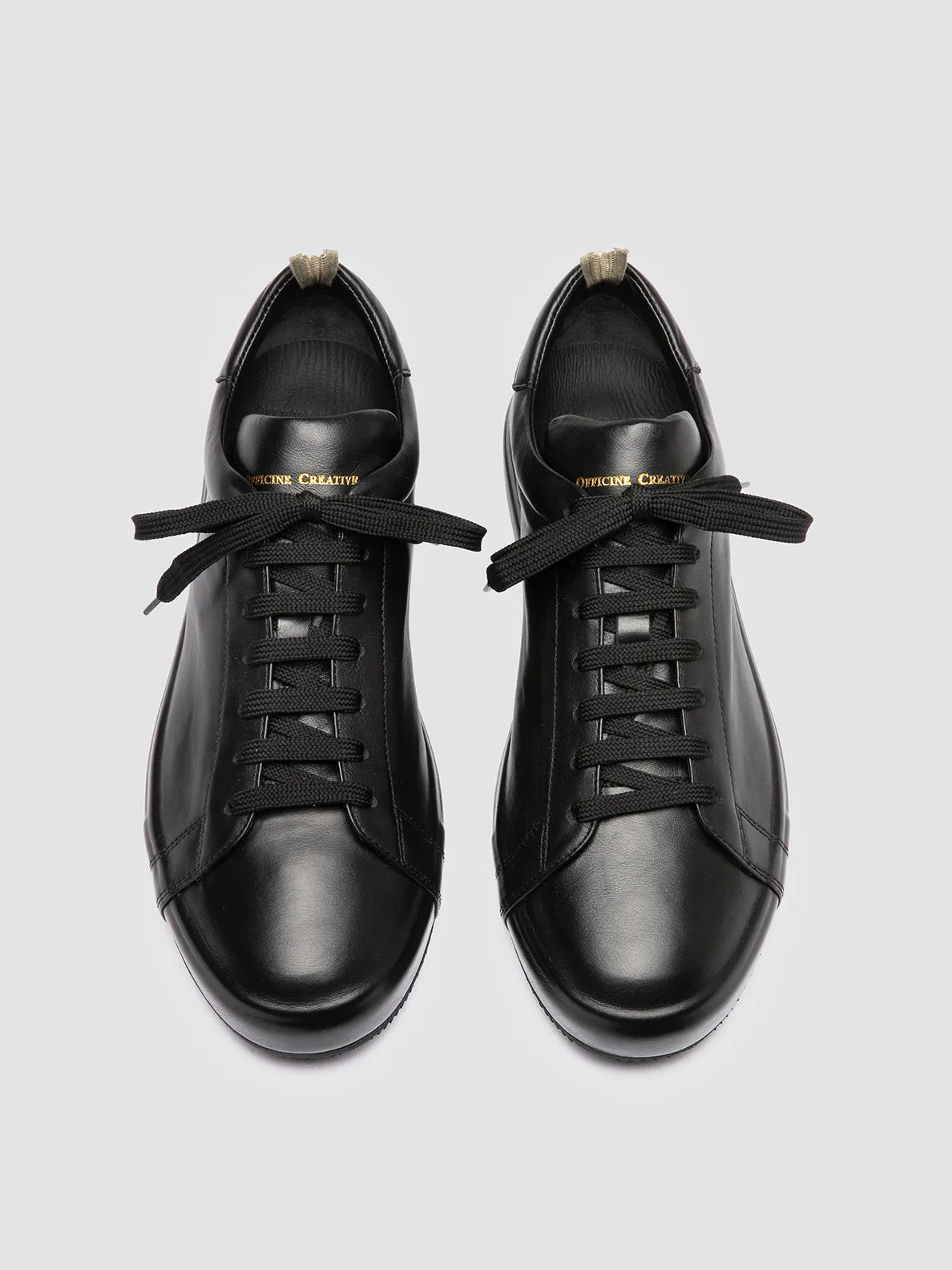 ESSENCE 001 - Black Leather Low Top Sneakers