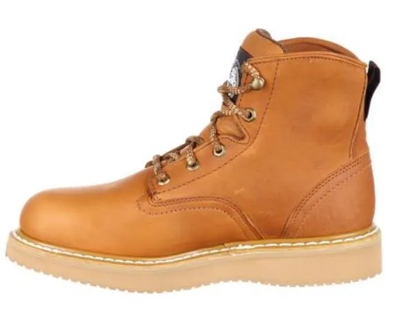 Georgia Men's Light Brown Leather Steel Toe Lace-Up 6" Work Boots G6342