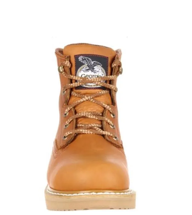 Georgia Men's Light Brown Leather Steel Toe Lace-Up 6" Work Boots G6342