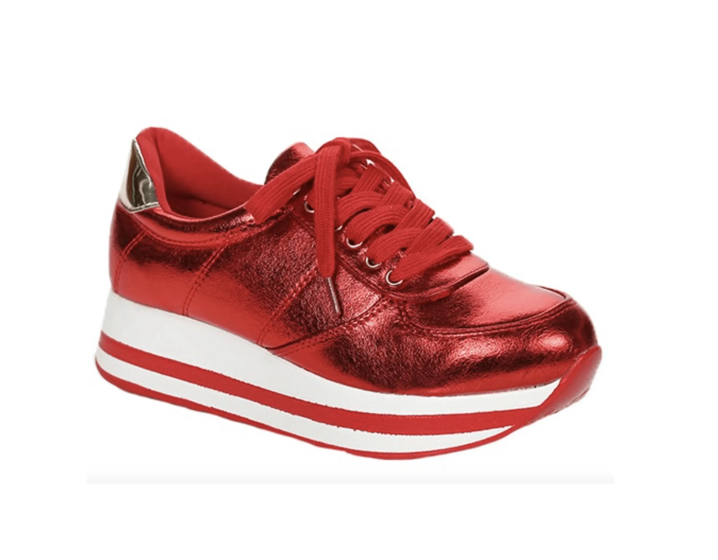 Lace Up Platform Sneaker Red