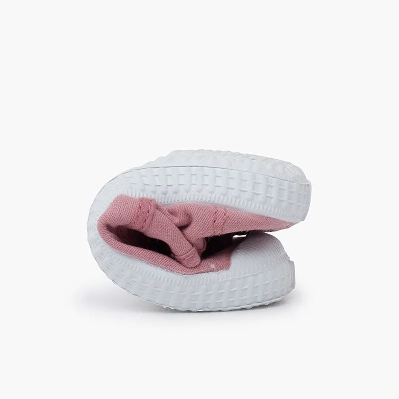 Laceless Rubber Toe Canvas Sneakers, Pink