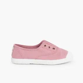 Laceless Rubber Toe Canvas Sneakers, Pink