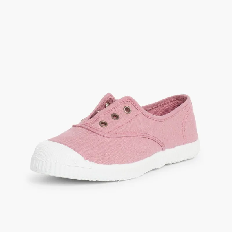 Laceless Rubber Toe Canvas Sneakers, Pink