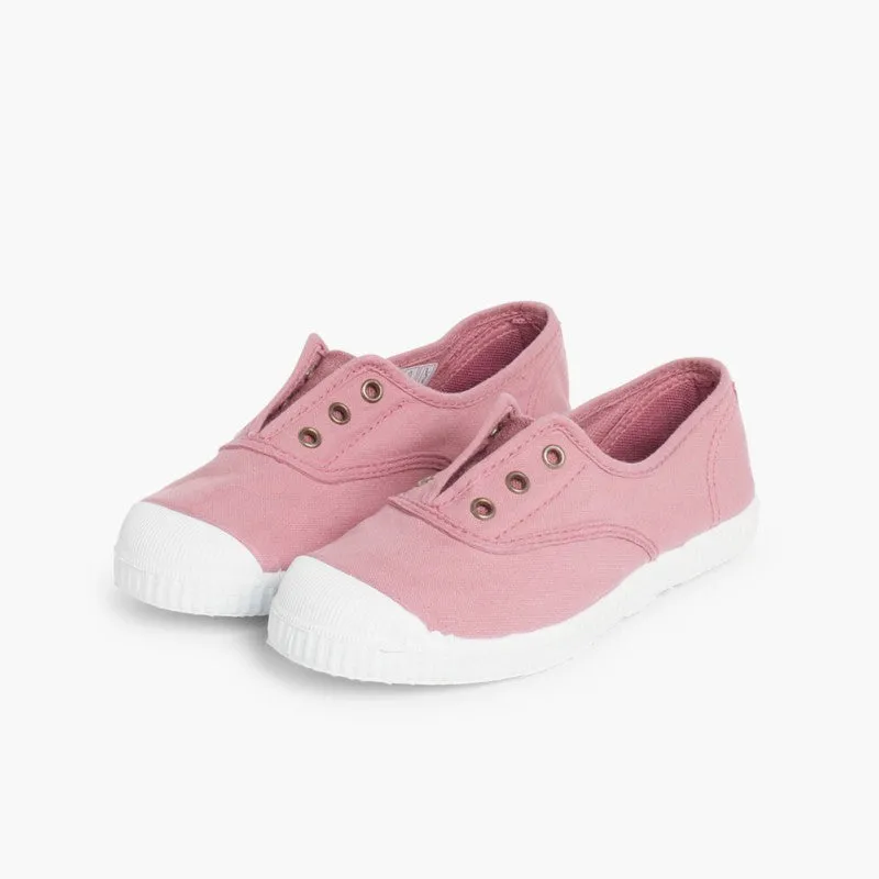 Laceless Rubber Toe Canvas Sneakers, Pink