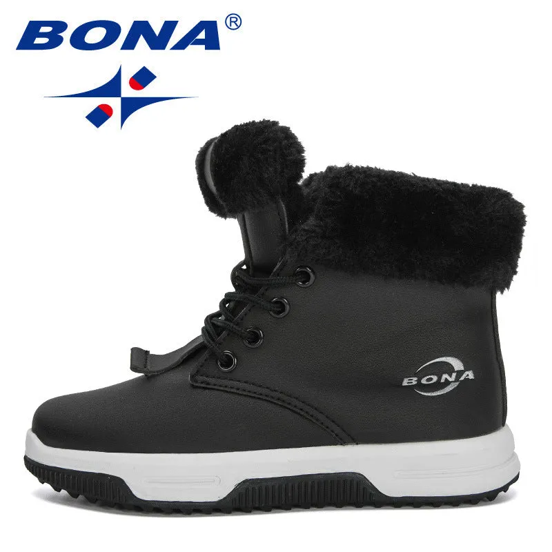 New Designers High Top Snow Boots Children Winter Thick Plush Warm Non-Slip Boots