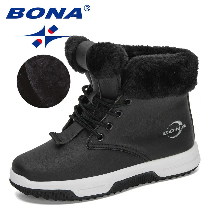 New Designers High Top Snow Boots Children Winter Thick Plush Warm Non-Slip Boots