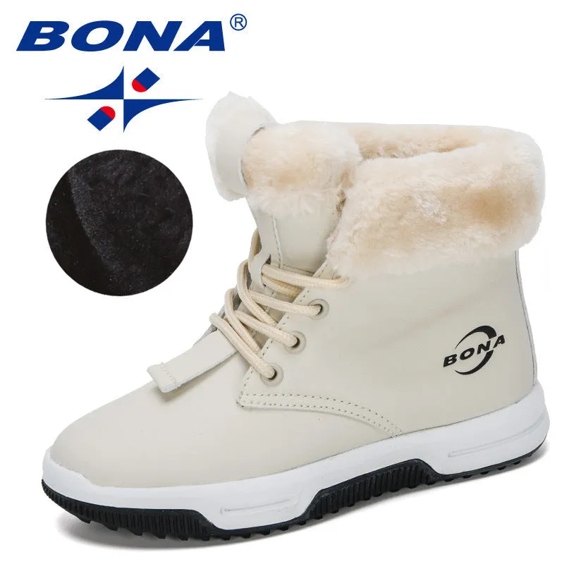 New Designers High Top Snow Boots Children Winter Thick Plush Warm Non-Slip Boots