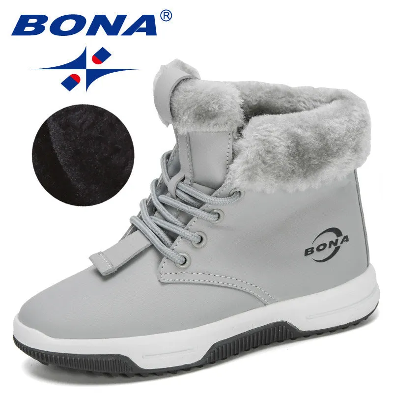 New Designers High Top Snow Boots Children Winter Thick Plush Warm Non-Slip Boots