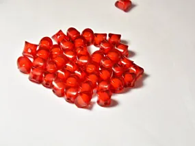 Red Twisted Cuboidal Plastic Beads
