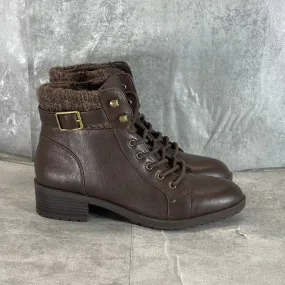 STYLE & CO Women's Chocolate Gaiel Lace-Up Cold-Weather Lug-Sole Boots SZ 8.5