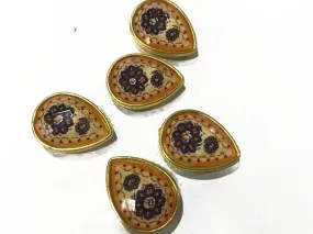 White Golden Drop Plastic Stone (25x18 mm)